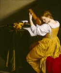 Papier decoupage - girl with a lute A1