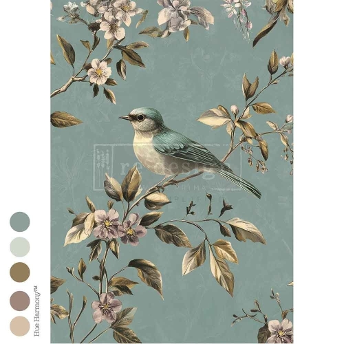 Papier Blue Song Redesign - Decoupage Fiber A1 wzór ptaka.jpg
