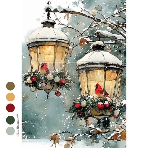 Papier Redesign - Decoupage Fiber Paper A4 - Cardinal Christmas