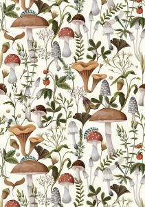 Papier decoupage Belles & Whistles Rice Decoupage Paper Papier Forager Mushrooms A2