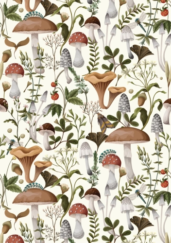 Papier Forager Mushrooms - A2 Rice Decoupage Paper