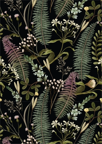 Midnight Fernery - A2 Rice Decoupage Paper