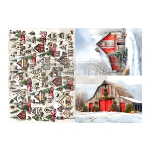 Papier Redesign Decoupage Snowy Village Charm Fiber Paper Redesign 