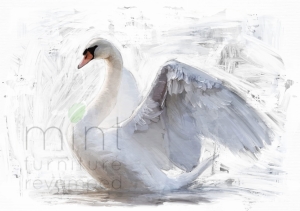 Papier decoupage mint by michelle wzór white swan łabędz - a1