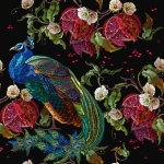 Papier decoupage - mint by michelle peacock wzór dostojny paw pawie pióro a1