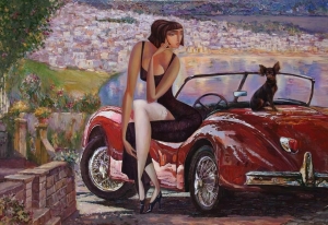 Papier decoupage - mint by michelle 2022 lady in red car rozmiar A1