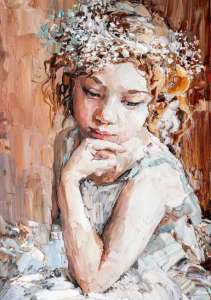 Papier decoupage mint by michelle wzór Pensive Girl  A1