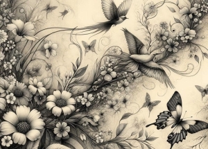 Papier decoupage - mint by michelle Botanical in Black & White A1