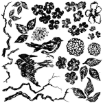 DECOR STEMPEL DUŻY IOD - Birds-branches-blossoms + maska